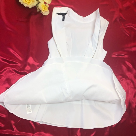 White House Black Market (WHBM) Mock Neck Sleeveless Fit & Flare Tunic Top White - Picture 10 of 10